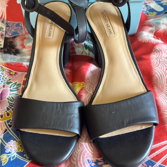 Antonio Melani Shoes - NEW IN BOX Antonio Melani Women’s Black Ankle Strap Sandal 3 inch Heels Size 8